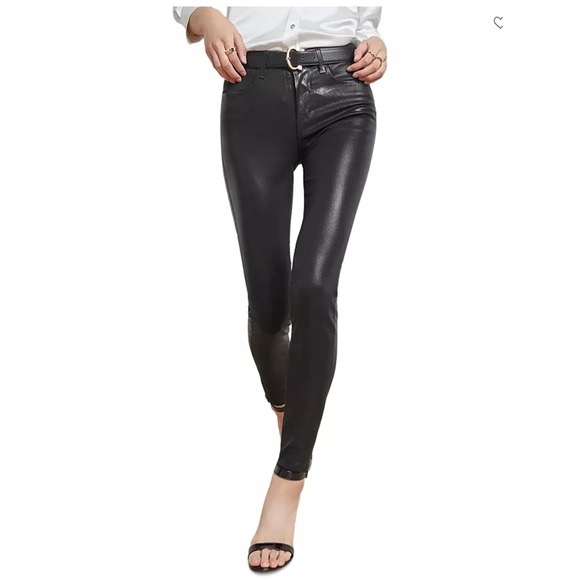 L'AGENCE Pants - L'Agence Margot Black Coated Skinny Lamb Leather High Rise Pants Size 23